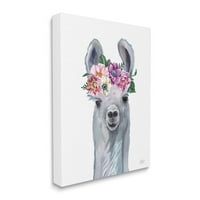 Alpaca Fericit Flori De Primăvară Animale Și Insecte Galerie De Artă Grafică Pânză Învelită Artă De Perete Imprimată