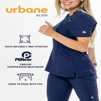 Urbane Align Pwrcor compresie talie Scrub Pantaloni pentru femei: buzunar, contemporan Slim Fit, Stretch, Picior drept, Scrubs