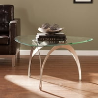 Southern Enterprises Arch base cocktail Table, Satin Nickel, Bo de 2