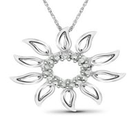 JewelersClub Alb Diamant Accent Sterling Argint Soare Floare Pandantiv, 18