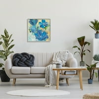 Stupell Moderne Mușcate Albastru Model Botanic & Floral Pictura Gri Înrămate Arta Imprimare Perete Arta