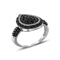 Bijuteriiclub 0. Argint Sterling 1. Carat Negru & alb diamant inel pentru femei