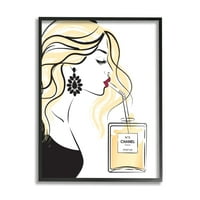 Stupell Industries blondă Glam femeie băutură de modă sticlă de parfum, 30, Design de Martina Pavlova