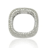 Colecție Sterling Silver Cubic Zirconia Square Pave Inel Stivuibil