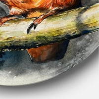 Designart 'Kingfisher comun pe ramură mâncând un pește mic' artă tradițională de perete din metal cerc-Disc de 23
