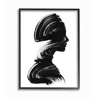 Stupell Industries siluetă feminină perie accident vascular cerebral portret Minimal alb negru încadrat design de artă de perete