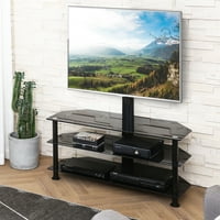 Suport TV cu podea pivotantă Fenge cu Suport, Suport de divertisment cu panou 3-În - plat reglabil pe înălțime pentru televizoare cu ecran plat sau curbat cu plasmă LCD LED WT310001
