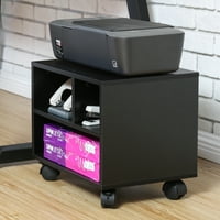 Suport de imprimantă mobil sub birou cu roți, cărucior de imprimantă rulant, Negru