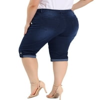 Chilipiruri unice femei Plus Dimensiune Utilaje Skinny Stretch Jeans Capri la genunchi denim pantaloni scurți