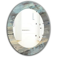 Designart 'Rock Teal Panel I' oglindă modernă-oglindă de perete ovală sau rotundă-24x32