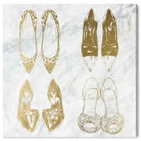 Pantofi Wynwood Studio Fashion și glam Wall Art Print 'Golden Heel Collection' - aurii, Gri
