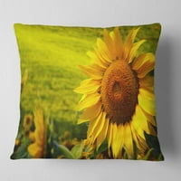 Designart Toscana floarea-soarelui pe verde-Floral arunca perna-18x18