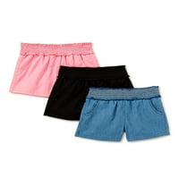 Garanimals Baby Girls & Toddler Girls Ruched talie pantaloni scurți, 3-Pack, dimensiuni 12M-5T