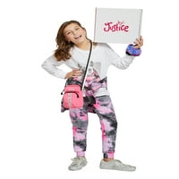 Justice Girls cadou de vacanță Bo set de ținute din 4 piese cu glugă, Joggers, tricou grafic și geantă, mărimi 5-18