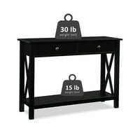 Linon Edmiston masă consolă cu 2 sertare cu raft, 30,75 înalt, finisaj negru