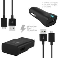 Ixir ZTE Grand Memo II LTE încărcător Micro USB 2. Setul de cabluri de la Ixir {încărcător de perete + încărcător de mașină + cablu} Încărcarea rapidă adaptivă digitală adevărată folosește tensiuni duble pentru o încărcare cu până la 50% mai rapidă