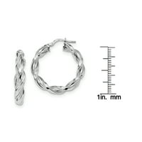 Primal argint Sterling argint placat cu rodiu răsucite Hoop cercei