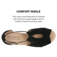 Journee Collection Femei Kedzie Tru Confort Spuma Lățime Îngustă Peep Toe Wedge Sandale