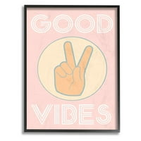 Colecția Stupell Home Decor Good Vibes Pace Mână Roz Încadrată Artă De Perete