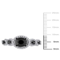 Carat T. W. diamant alb-negru 10kt inel de logodna din Aur Alb