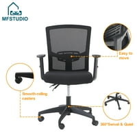 Studio Ergonomic Mesh birou scaun reglabil înălțime braț suport lombar, grade swival spate înalt, negru