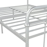 Aukfa Metal Full Size pat Cadru platformă pat cu tăblie de epocă și Footboard, suport robust din oțel Premium șipcă nu este nevoie de primăvară Bo, argint
