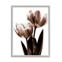 Stupell Modern Tulip Silhouette Duo Botanic & Floral Fotografie Gri Încadrată Arta De Imprimare Arta De Perete