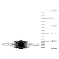 1-Carat T. W. diamant alb-negru 10kt Aur Alb Solitaire inel de logodna