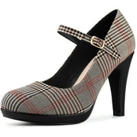 Unic chilipiruri femei Houndstooth platforma stilet tocuri Pompe