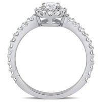 Carat TW rotund diamant 14kt Aur Alb Halo inel de logodna