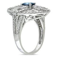 Carate T. W. diamant albastru și alb 10kt inel filigran din Aur Alb