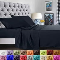 Set de cearșafuri de pat, Set de cearșafuri de pat cu buzunar adânc, microfibră, Twin Twin XL, negru