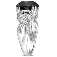 3-carate T. W. diamant alb-negru 10kt inel de logodnă încrucișat din Aur Alb