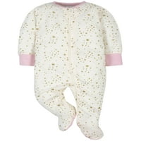 Gerber Baby Girl Sleep 'n Play pijamale cu picioare, pachet de 4