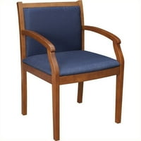 Regency Fabric Regent din lemn și țesătură scaun de oaspeți lateral în cireș și albastru
