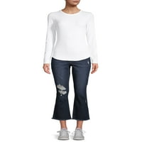 No Boundaries Juniors' Crop Kick Flare Jeans