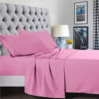 Set de cearșafuri de pat, Set de cearșafuri de pat cu buzunar adânc, microfibră, Twin Twin XL, roz deschis