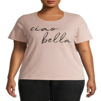Gri de Grayson sociale femeii Plus Dimensiune imprimate maneca scurta Grafic Crewneck T-Shirt