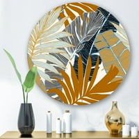 Designart 'Abstract Tropical Summer Banan Leaves and Palm Tree' modern Circle Metal Wall Art-Disc de 23