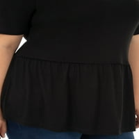 Top peplum pentru femei Wright ' s Plus Size Cu mânecă scurtă