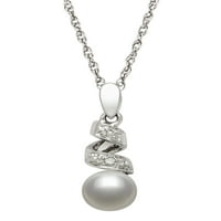 Perle de Apă Dulce de cultură și diamant Accent Sterling Silver Swirl pandantiv, 18