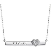 Personalizate Sterling Silver numele placa cu diamant Accent inima pandantiv