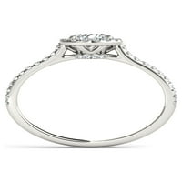 Carat T. W. diamant single Halo 14kt aur alb inel de logodna