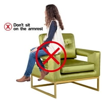 Design Group Green Velvet Club Accent scaun cu cadru metalic pentru camera de zi dormitor, Set de 2