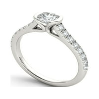 Carat TW diamant jumătate Bezel clasic 14kt aur alb inel de logodna
