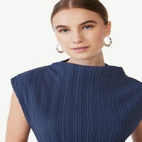 Scoop femei Crinkle Tricot Top fără mâneci, dimensiuni XS-XXL