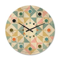 Designart 'Diamond Retro Pattern II' ceas de perete Modern din lemn de la mijlocul secolului