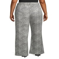 Terra & Sky femei Plus Dimensiune Animal Print largă picior pantalon