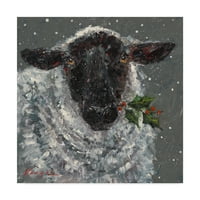 Marcă comercială Fine Art 'Wren the Christmas Sheep' Canvas Art De Mary Miller Veazie