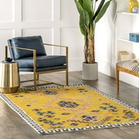 Nuloom Larisa Bohemian Handmade lână zona covor, 5' 8', Galben